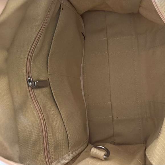 Fashionable Mini Canvas Crossbody Tote Zipper Bag, Beige - Picture 8 of 10